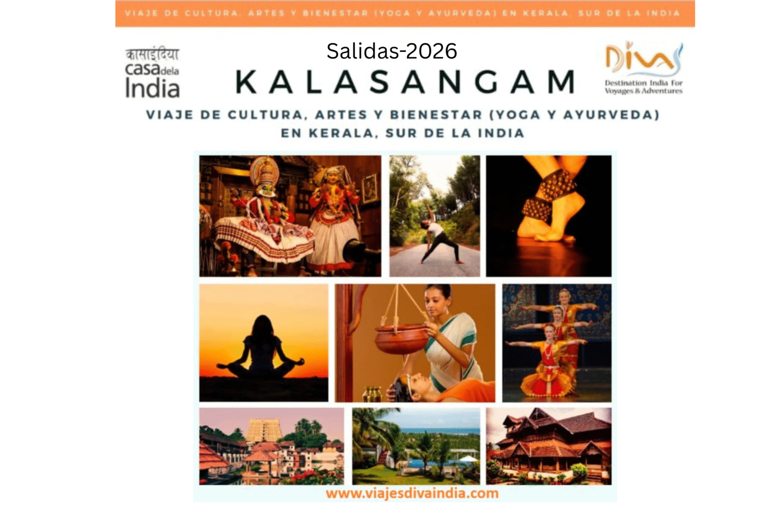 Kalasangam-Kerala India-Salidas 2026 Viajes de Artes y Yoga de India en 2026
