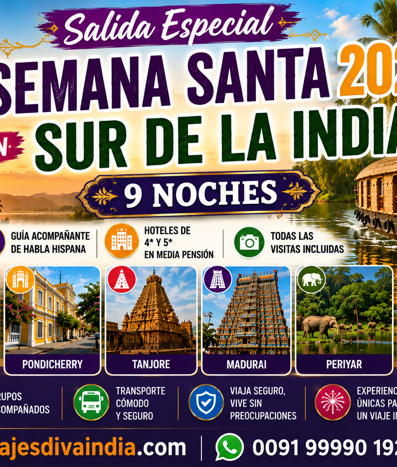 Sur de India Kerala y Tamil Nadu semana Santa 2027